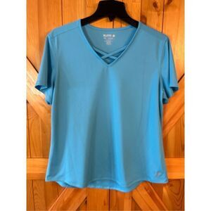 REEL LEGDENDS Women's Short Sleeve Blue Sport Top PXL (0983)